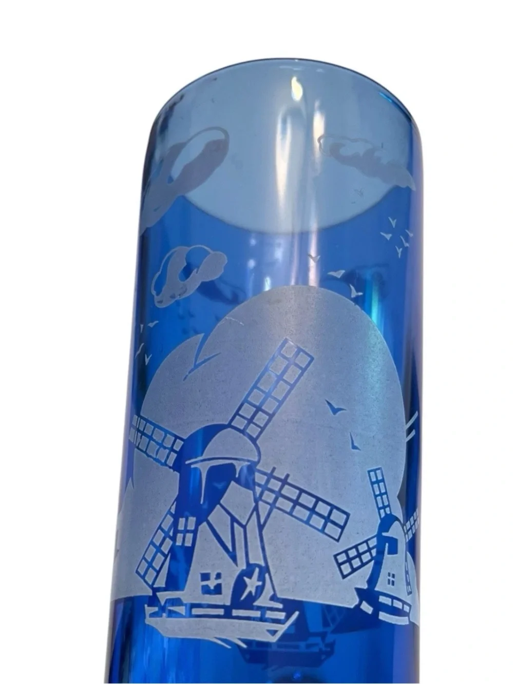 Vintage Hazel-Atlas Art Deco Cobalt Blue Windmill Cocktail Shaker